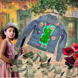 Gumby’s Garden Party 🌸💚 Handmade Upcycled Levi’s Jacket (M)